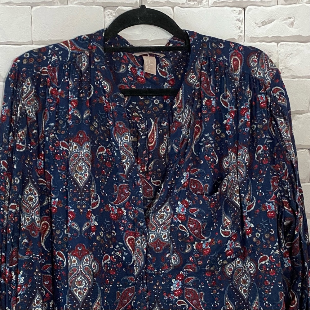 Paisley Print Women's Top - Blue and Red